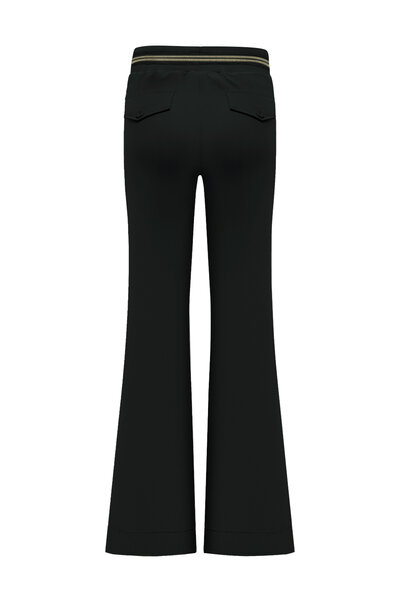 Broek flared black with gold rib belt Triple Nine BR2304