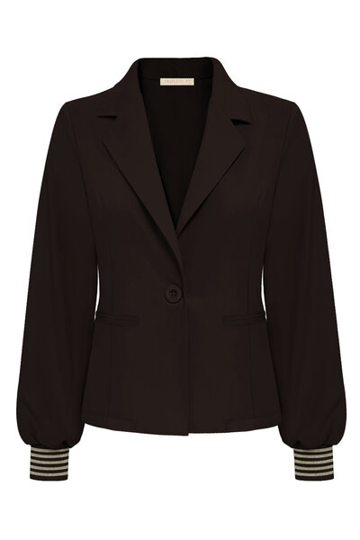 Blazer dark brown short with 1 button and gold rib on cuff Triple Nine BLZ3907