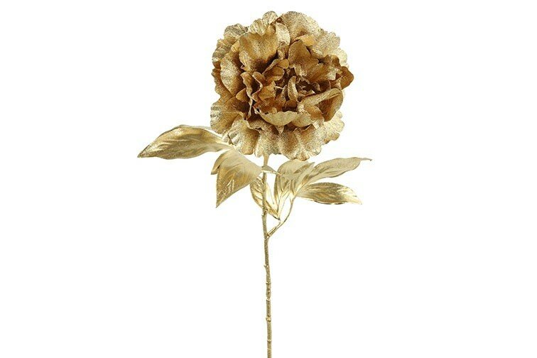 Kunstbloem Peony metallic goud 1