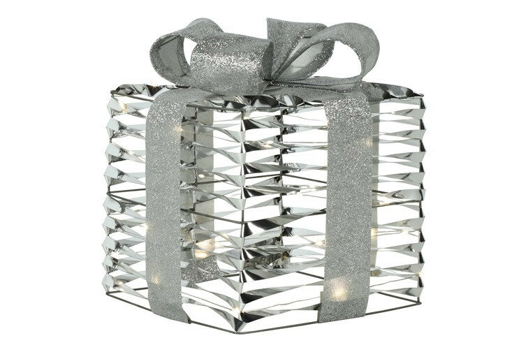 Kerstkado LED Bling S glimmend zilver/glitter zilve
