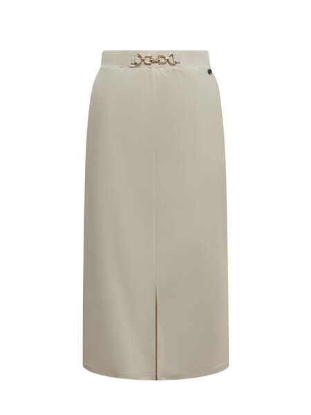 Skirt with split and gold buckle RK7302 Beige