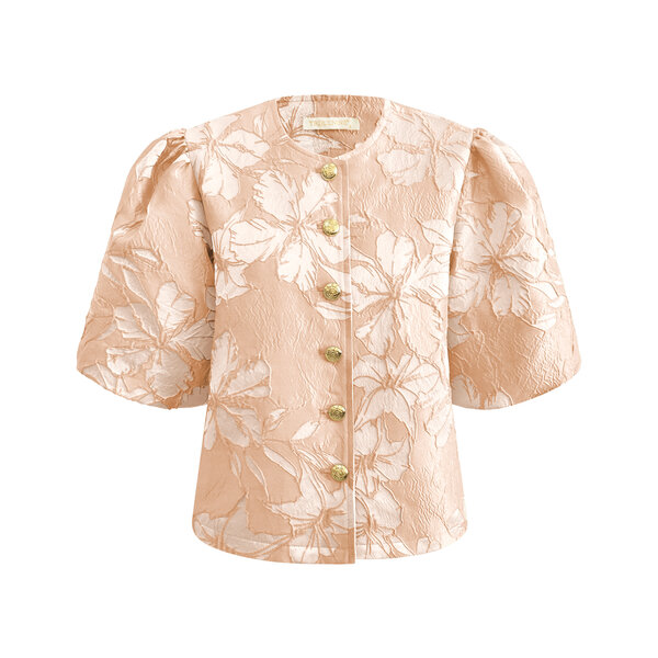  Jacket short sleeves satin fabric with gold buttons 