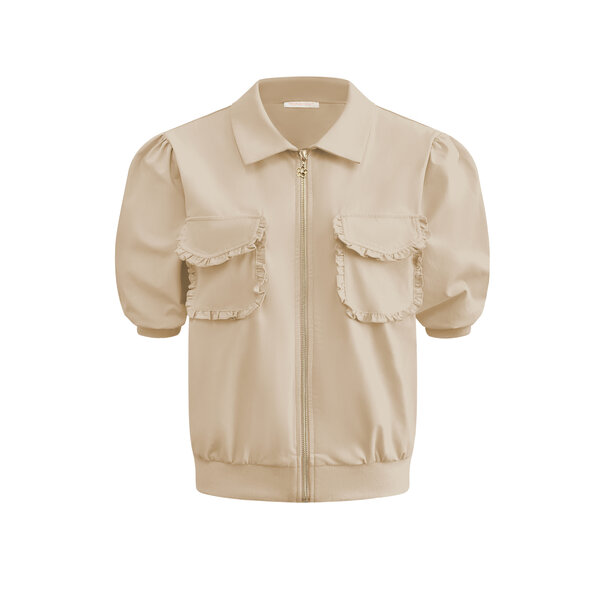 JA92410 Jacket short sleeves with zip and cargo pockets Beige
