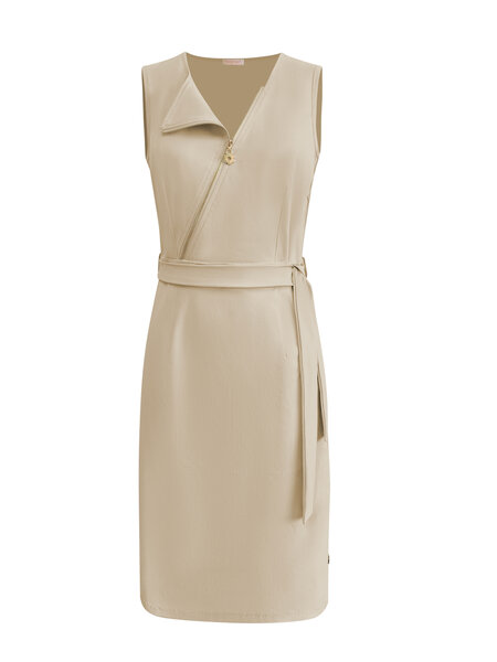 Triple Nine JK51820 Beige Dress cut sleeves with cross zip