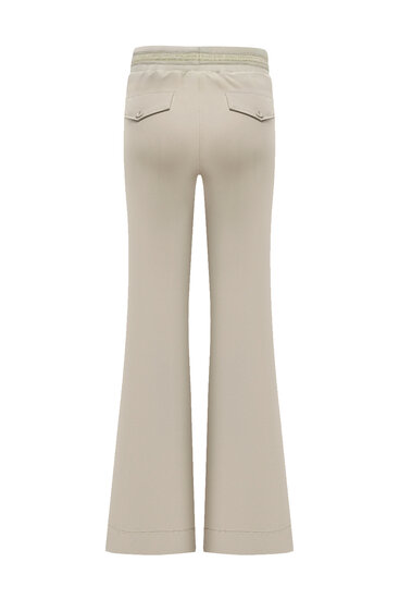 Broek flared beige with gold rib belt Triple Nine BR2304 back