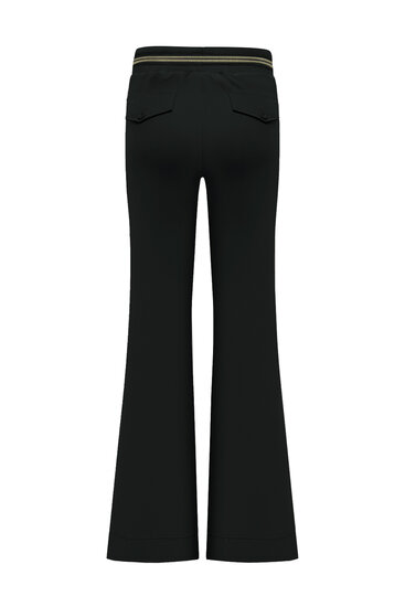 Broek flared black with gold rib belt Triple Nine BR2304