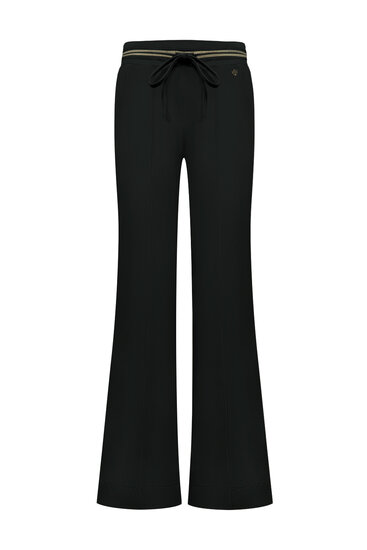 Broek flared black with gold rib belt Triple Nine BR2304 black