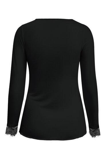 Top Black cashmere with lace v neck Triple Nine TR9003 back