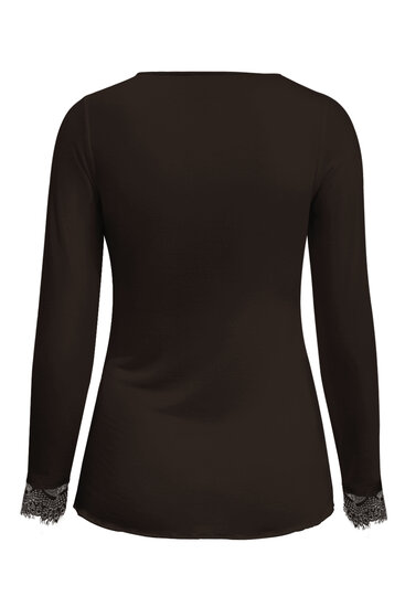 Top dark brown cashmere with lace v neck Triple Nine TR9003 back