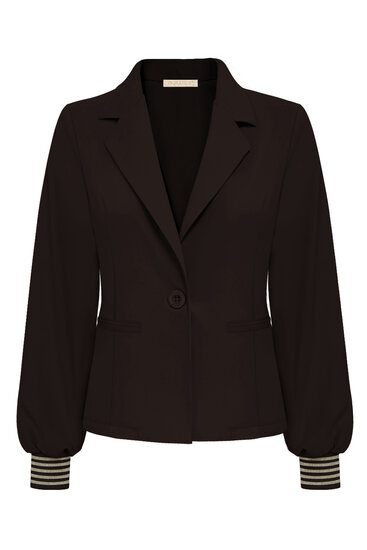 Blazer dark brown short with 1 button and gold rib on cuff Triple Nine BLZ3907