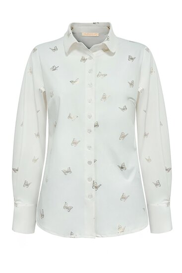 Blouse white gold butterfly print  Triple Nine BLS5927