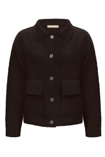 Jacket Dark Brown fluffy with pockets  Triple Nine TR9002