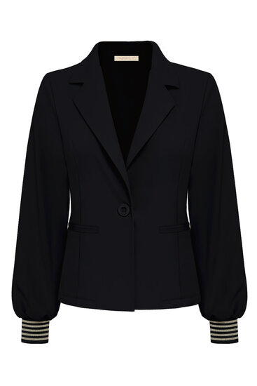 Blazer black short with 1 button and gold rib on cuff Triple Nine BLZ3907 back