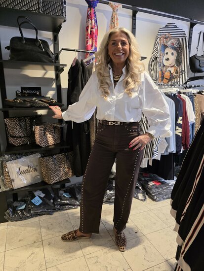 Jeans met studs bruin -2