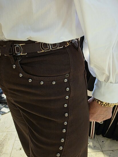 Jeans met studs bruin -3