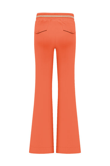 Broek flared Coral with gold rib belt Triple Nine BR2304 back