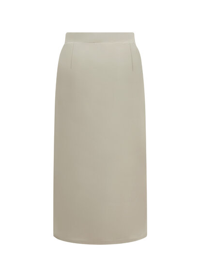 Skirt with split and gold buckle RK7302 Beige back