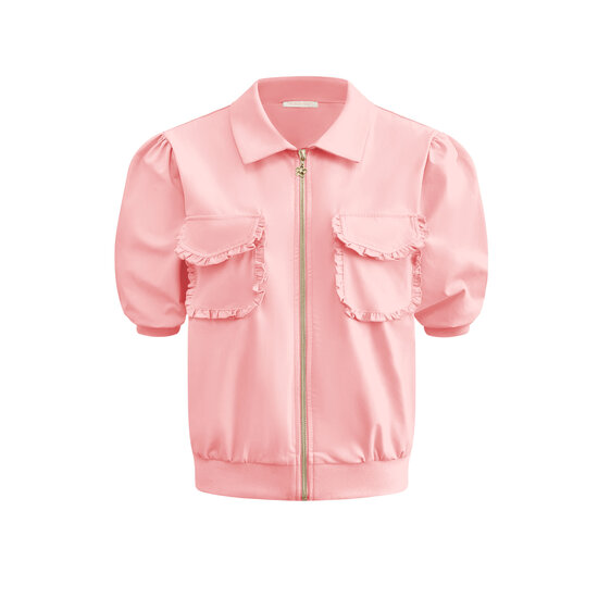 JA92410 Jacket short sleeves with zip and cargo pockets Powder pink