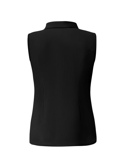 BLS5932 Black Blouse cut sleeves with gold buttons back