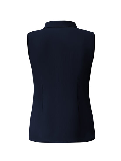 BLS5932 Navy Blouse cut sleeves with gold buttons back