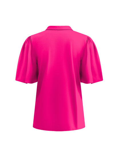TP6942 Fuchsia Top short sleeves with collar and gold buttons back