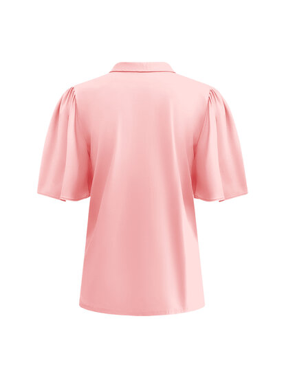 TP6942 Powder pink Top short sleeves with collar and gold buttons back