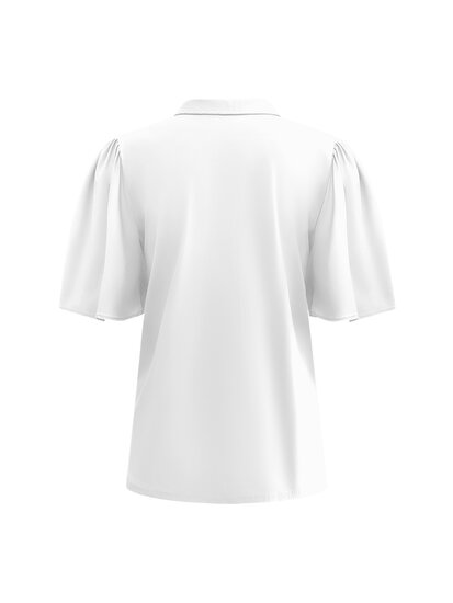 TP6942 White Top short sleeves with collar and gold buttons back