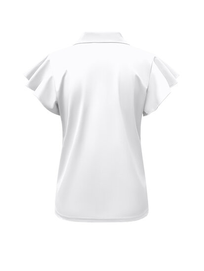 Top White with collar and zip and ruche sleeves TP6937 back