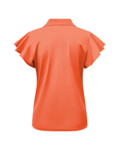 Top Coral with collar and zip and ruche sleeves TP6937, Back