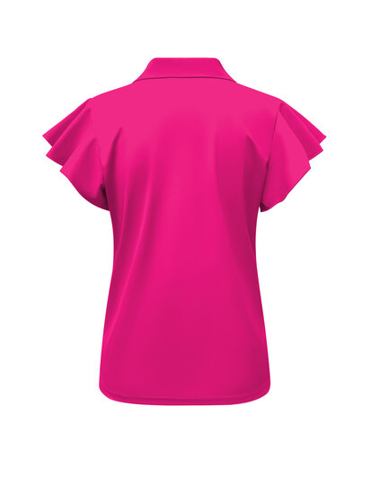 Top Fuchsia with collar and zip and ruche sleeves TP6937 back