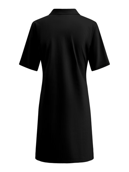 Triple Nine JK51824 Black Dress short sleeves with gold buttons and pockets Back