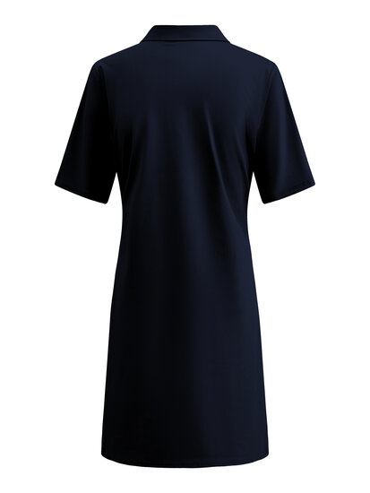 Triple Nine JK51824 Navy Dress short sleeves with gold buttons and pockets back