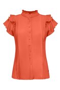 Triple nine BLS-5701 Coral Blouse cut sleeves with rouches