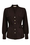 Blouse  brown Tripple Nine cargo pockets and belt BLS5926