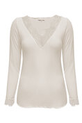 Top Beige cashmere with lace v neck Triple Nine TR9003