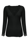 Top Black cashmere with lace v neck Triple Nine TR9003