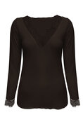 Top dark brown cashmere with lace v neck Triple Nine TR9003