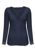 Top navy cashmere with lace v neck Triple Nine TR9003