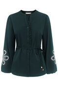 Blouse flower embroidery with cord Velvet Green Triple Nine BLS5923