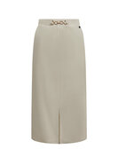 Skirt with split and gold buckle RK7302 Beige