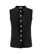 BLS5932 Black Blouse cut sleeves with gold buttons triple nine