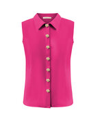 BLS5932 Fuchsia Blouse cut sleeves with gold buttons triple nine