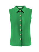 BLS5932 G.Green Blouse cut sleeves with gold buttons triple nine