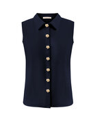 BLS5932 Navy Blouse cut sleeves with gold buttons triple nine