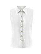BLS5932 White Blouse cut sleeves with gold buttons triple nine