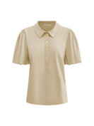 TP6942 Beige Top short sleeves with collar and gold buttons