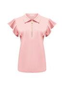 Top Powder Pink with collar and zip and ruche sleeves TP6937, Triple Nine