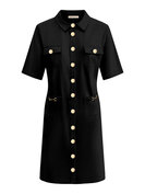 Triple Nine JK51824 Black Dress short sleeves with gold buttons and pockets